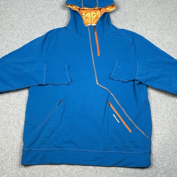 SeaDoo Hoodie L Blue Orange BRP‎ Watercraft Jet Ski 1/4 Zip Sweatshirt Pockets - Picture 1 of 11